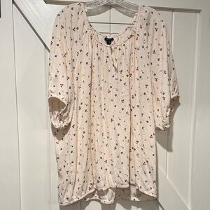 Torrid Cream Blouse with Multicolor Floral Design